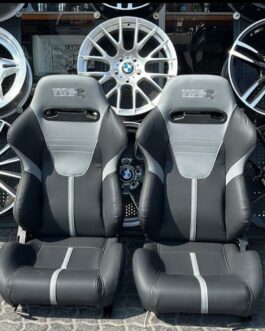 RECLINING SPORTS SEATS  BLACK/GREY LEATHER